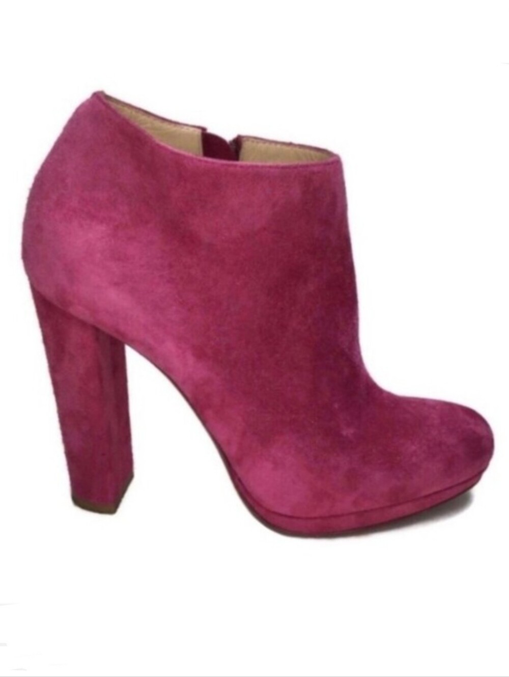 Christian Louboutin Rock & Gold 120 Pink Suede Chunky Heel Ankle Boots Size 36.5